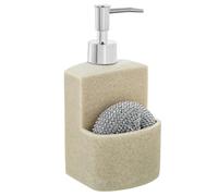 DRW Dosificador estropajero de poliresina en Beige 9x9x18,5cm