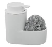 DRW Dosificador estropajero de poliresina en Blanco 15x8x13,5cm