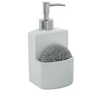 DRW Dosificador estropajero de poliresina en Blanco 9x9x18,5cm