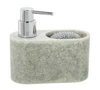DRW Dosificador estropajero de poliresina en Gris 15x6,5x13cm