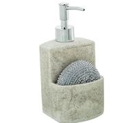 DRW Dosificador estropajero de poliresina en Gris 9x9x18,5cm