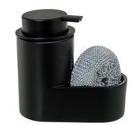 DRW Dosificador estropajero de poliresina en Negro 15x8x13,5cm