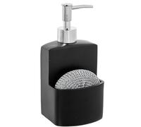 DRW Dosificador estropajero de poliresina en Negro 9x9x18,5cm