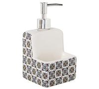 DRW Dosificador estropajeros de cerámica con cuadraditos 11x11x19cm