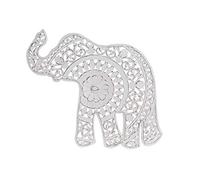 DRW Elefante Mandala Madera para Colgar Pared Blanco decapado 66X1,5X63 cm