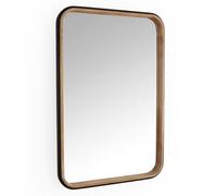 DRW Espejo de Pared Rectangular de Madera Natural y Nogal 89x60x3.5 cm