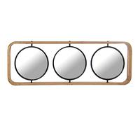 DRW Espejo Triple con Marco de Madera y Espejos Direccionales en Natural y Negro 112x13x40cm, Espejo 30cm