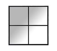 DRW Espejo Ventana de Pared en Metal Negro 80x2x80cm