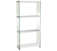 DRW Estantería de pie de Madera DM y Cristal en Blanco y Transparente 76x30x165cm