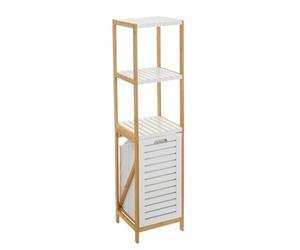 DRW Estanteria de Suelo con 2 baldas y 1 cesto de Madera MDF en Natural y Crema