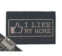 DRW - Felpudo de Fibra de Coco Gris I Like MY Home Facebook 40x60 cm