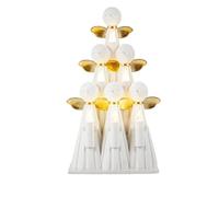 DRW Figura Angeles en Escala Blancos y Dorados de Resina Pintados a Mano 16x27 cm