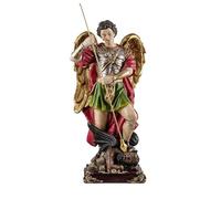 DRW Figura Arcangel San Miguel con Armadura Protector contra el Mal Patrono de policias, Soldados, defensores, Iglesia militante de Resina Pintado a Mano 20x20x40 cm