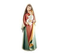 DRW Figura de la Virgen con el niño de Resina Pintada a Mano 14x12x40 cm