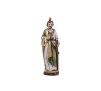 DRW Figura de San Judas Tadeo Patron de Las causas dificiles y desesperadas de Resina Pintado a Mano Estilo Madera de 14 cm