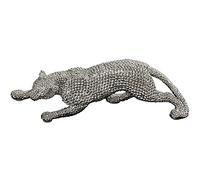 DRW Figura de un Leopardo de Resina, en Color Plateado