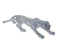 DRW - Figura de una Pantera de Resina Decorada en Color Plateado
