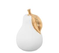 DRW Figura de una Pera de Ceramica en Blanco Arena y Dorado 30x20x20 cm