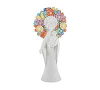 DRW Figura de una Virgen con niño con Corona de Flores de Resina Pintada a Mano