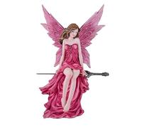 DRW Figura Hada Rosa sentada sobre una Espada de Resina Pintada a Mano 25 cm