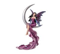 DRW Figura Hada sentada sobre una Luna Rosa con Vestido Largo de Resina Pintada a Mano 5x15x26 cm
