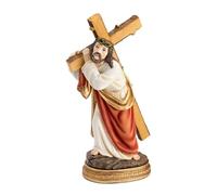 DRW Figura Jesus con la Cruz Resina Pintado a Mano 20 cm