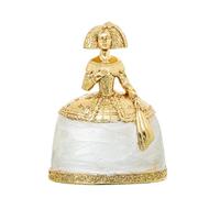 DRW Figura Menina Blanca y Dorada con Vestido nacarado Pintada a Mano 11x5,5x15 cm