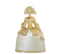 DRW Figura Menina Blanca y Dorada con Vestido nacarado Pintada a Mano 15x9x22 cm