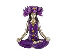 DRW Figura Mujer Yoga Porta Incienso Conos de Resina Pintado a Mano 21 cm