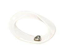 DRW Figura Ovalada con un Corazon Blanco y Plata 25x12x18 cm