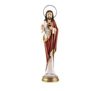 DRW Figura Sagrado Corazon de Jesus Alargada Resina Pintada a Mano con Corona de Metal 30 cm