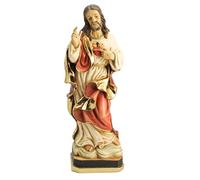 DRW Figura Sagrado Corazon de Jesus imitando Madera Resina Pintada a Mano 31 cm