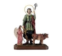 DRW Figura San Isidro Labrador con bueyes Resina Pintado a Mano 20x14.5 cm