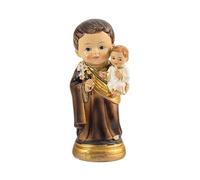 DRW Figura San Jose con niño Estilo Infantil de Resina Pintada a Mano 4x4x10 cm