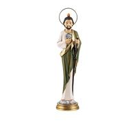 DRW Figura San Judas Tadeo Alargada Resina Pintada a Mano con Corona de Metal 30 cm