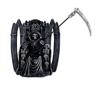 DRW Figura Santa Muerte Negra sentada en Trono de Resina Pintada a Mano 14x9x15 cm