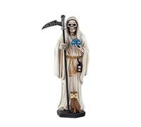 DRW Figura Santa Muerte Resina Pintada a Mano 15 cm (Blanco)