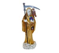 DRW Figura Santa Muerte Resina Pintada a Mano 20 cm (Dorado) con Caja de Regalo