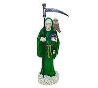 DRW Figura Santa Muerte Resina Pintada a Mano 20 cm (Verde) con Caja de Regalo