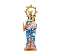 DRW Figura Virgen Auxiliadora de Resina con Corona Pintada a Mano 15 cm