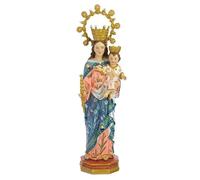 DRW Figura Virgen Auxiliadora de Resina con Corona Pintada a Mano 30 cm