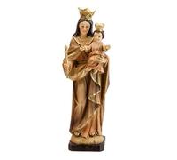 DRW Figura Virgen Auxiliadora de Resina Estilo Madera Vieja Pintada a Mano 20 cm