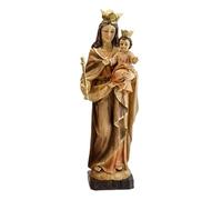 DRW Figura Virgen Auxiliadora de Resina Estilo Madera Vieja Pintada a Mano 30 cm