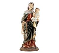 DRW Figura Virgen del Rosario Grande patrona de la Orden de Predicadores, de Colombia y de la UME de Resina Pintada a Mano 25x22x67 cm