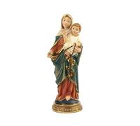 DRW Figura Virgen del Rosario patrona de la Orden de Predicadores, de Colombia y de la UME de Resina Pintada a Mano 4x3x11 cm