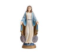 DRW Figura Virgen Milagrosa con medallas de Resina Pintada a Mano 30 cm