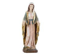 DRW Figura Virgen Milagrosa de Resina Estilo Madera Vieja Pintada a Mano 65 cm