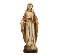 DRW Figura Virgen Milagrosa Imitacion Madera Resina Pintada a Mano 30 cm