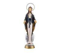 DRW Figura Virgen Milagrosa medallas Alargada Resina Pintada a Mano con Corona de Metal 30 cm