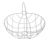 DRW Frutero Redondo con asa de Metal en Blanco 29x22x12/24,5cm